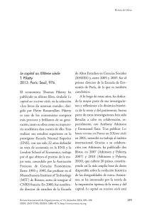 Le capital au XXIème siècle T. Piketty 2013. París: Seuil