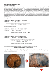 Ácido sulfúrico y monedas de cobre Con ácido sulfúrico 9M Vamos