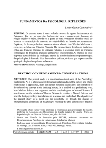 FUNDAMENTOS DA PSICOLOGIA: REFLEXÕES1 PSYCHOLOGY
