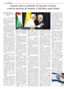 Desastre para el sionismo: El Vaticano reconoce