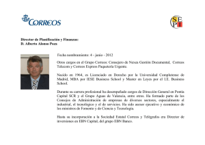 Director de Planificación y Finanzas: D. Alberto Alonso Poza Fecha