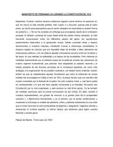 Fernando VII jura la Constitución de 1812 durante el Trienio Liberal