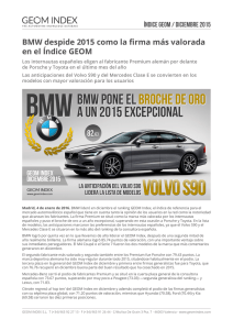 BMW despide 2015 como la firma más valorada en el Índice GEOM