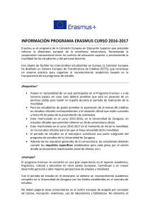 INFORMACIÓN PROGRAMA ERASMUS CURSO 2016-2017
