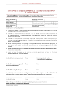 formulario de consentimiento para el paciente / su representante el