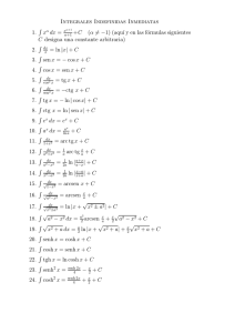 Integrales Indefinidas Inmediatas 1. ∫ x α dx = xα+1 α+1 +C (α = −1