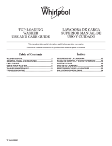 top-loading washer use and care guide lavadora de