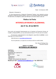 Visita a la Feria: INTERSOLAR MUNICH (ALEMANIA) del 27 AL 29