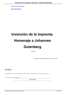 Invención de la imprenta. Homenaje a Johannes Gutenberg