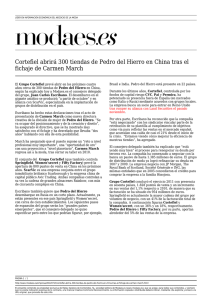 Cortefiel abrirá 300 tiendas de Pedro del Hierro en China tras el