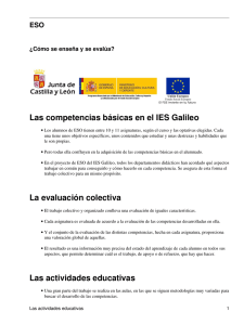 Las competencias básicas en el IES Galileo La evaluación colectiva