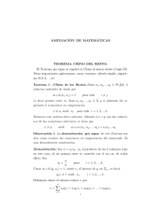 Teorema Chino del Resto - Facultad de Ciencias Matemáticas