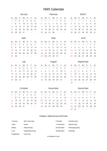 1945 Calendar - Calendar