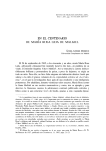 En el centenario de María Rosa Lida de Malkiel