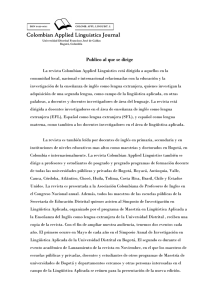 Publico al que se dirige - Colombian Applied Linguistics Journal