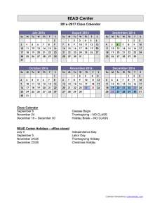 School Calendar - The READ Center