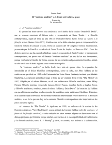 Enrico Berti El "tomismo analítico" y el debate sobre el Esse ipsum 1