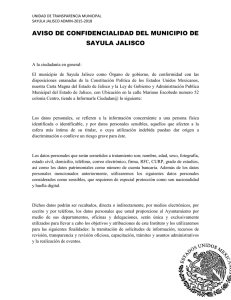 aviso de confidencialidad del municipio de sayula jalisco
