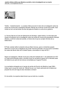 Justicia chilena ratifica que Allende se suicidó y