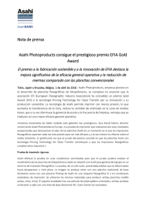 Asahi Photoproducts consigue el prestigioso premio EFIA Gold Award