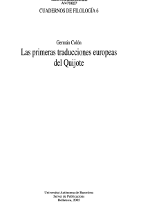 Las primeras traducciones europeas del Quijote