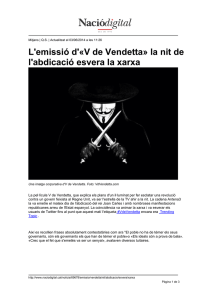 L`emissió d`«V de Vendetta» la nit de l`abdicació esvera la xarxa
