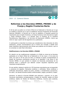 Reformas a los Decretos IMMEX, PROSEC y de Franja y Región