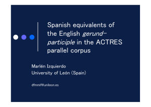The English –ing form and its equivalents in Spanish: contrast