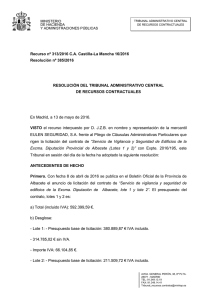 Recurso nº 313/2016 C.A. Castilla-La Mancha 16/2016 Resolución