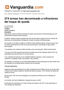 274 armas han decomisado a infractores del toque de queda