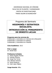 Programa del Seminario HEGEMONÍA Y ESTRATEGIA SOCIALISTA