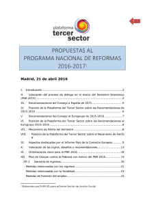 Propuestas de la Plataforma del Tercer Sector al Plan Nacional de