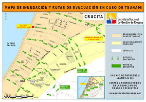 mapa de inundación y rutas de evacuación en caso de tsunami
