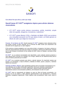 Sanofi lanza ICY HOT® analgésico tópico para aliviar dolores