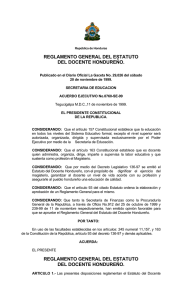 reglamento general del estatuto del docente hondureño. reglamento