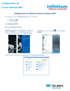 Configuración de Infinitum Mail en Outlook 2010