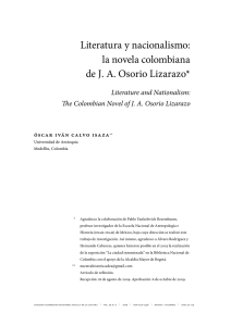 Literatura y nacionalismo: la novela colombiana de JA Osorio Lizarazo