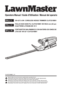 Operators Manual / Guide d`Utilisation / Manual del operario
