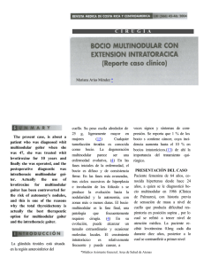 Bocio multinodular con extensión intratorácica : Reporte