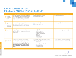 KNOW WHERE TO GO MEDICAID AND NEVADA CHECK UP