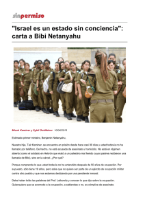 "Israel es un estado sin conciencia": carta a Bibi Netanyahu