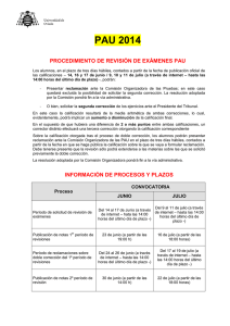 Procedimiento de revisión de exámenes PAU 2014