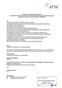 Certificate of Approval of a Supplement in accordance with Articles 5