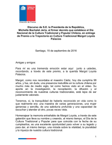 Discurso de S.E. la Presidenta de la República, Michelle Bachelet