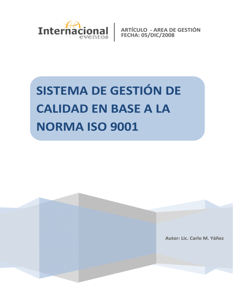 Sistema De Gesti N De Calidad En Base A La Norma Iso