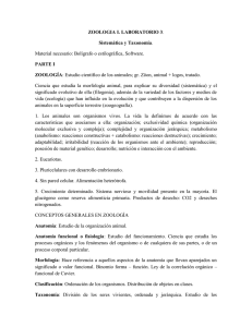 ZOOLOGIA I. LABORATORIO 3. Sistemática y Taxonomía. Material