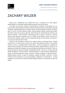 Biografía Zachary Wilder - Centro Nacional de Difusión Musical
