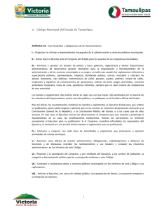 c) Código Municipal del Estado de Tamaulipas.