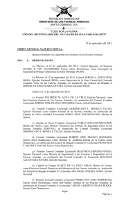 Orden General 58-2013 - Ministerio de Defensa de República