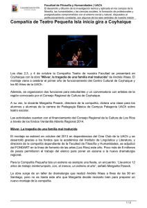 Compañía de Teatro Pequeña Isla inicia gira a Coyhaique